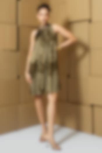 Multi-Colored Taffeta Abstract Printed Halter Neck Summer Dress by Shristi Chetani at Pernia's Pop Up Shop