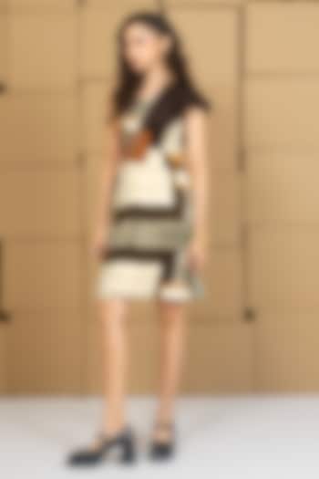 Multi-Colored Bemberg Satin Organza Abstract Printed One-Shoulder Vacation Dress by Shristi Chetani at Pernia's Pop Up Shop