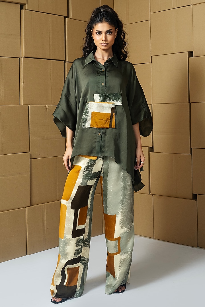 Multi-Colored Bemberg Satin Organza Patchwork Co-Ord Set by Shristi Chetani at Pernia's Pop Up Shop