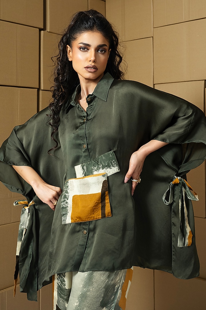 Multi-Colored Bemberg Satin Organza Patchwork Co-Ord Set by Shristi Chetani at Pernia's Pop Up Shop