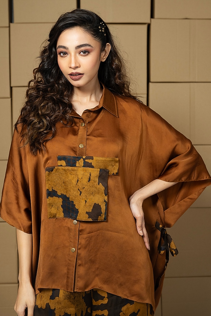 Multi-Colored Bemberg Satin Organza Patchwork Co-Ord Set by Shristi Chetani at Pernia's Pop Up Shop