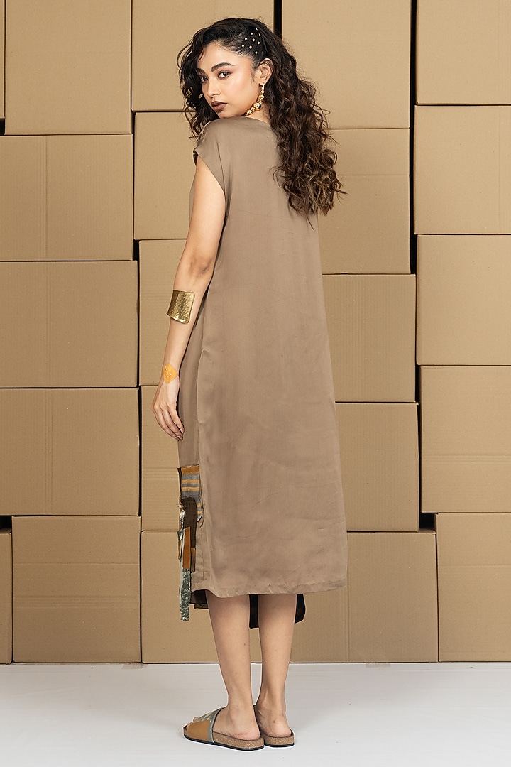 Multi-Colored Bemberg Satin Organza Patchwork Midi Summer Dress by Shristi Chetani at Pernia's Pop Up Shop