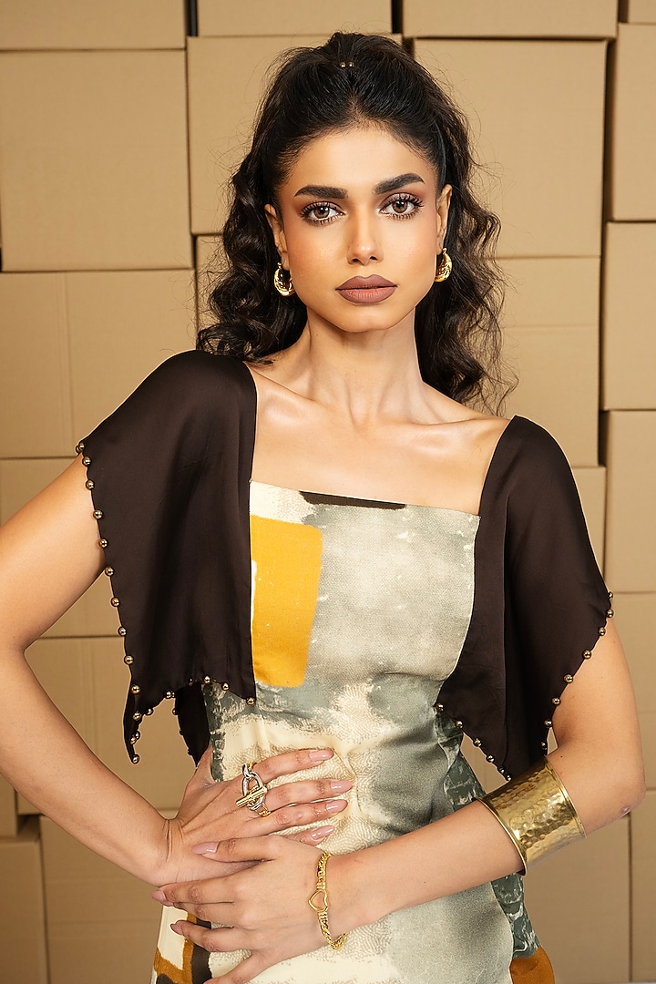 Multi-Colored Bemberg Satin Organza Straight Summer Dress by Shristi Chetani at Pernia's Pop Up Shop