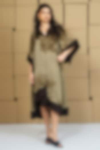 Multi-Colored Taffeta Abstract Printed Shirt Summer Dress by Shristi Chetani at Pernia's Pop Up Shop