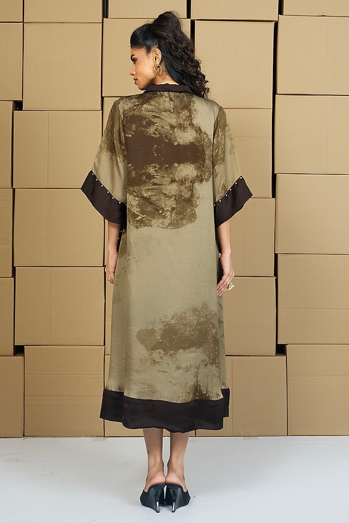 Multi-Colored Taffeta Abstract Printed Shirt Summer Dress by Shristi Chetani at Pernia's Pop Up Shop