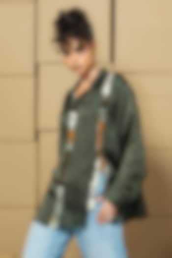 Multi-Colored Bemberg Satin Organza Patchwork Shirt by Shristi Chetani at Pernia's Pop Up Shop