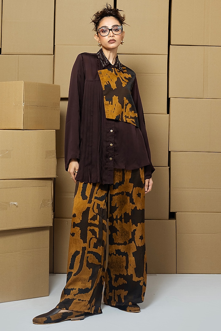 Multi-Colored Bemberg Satin Organza Patchwork Shirt by Shristi Chetani at Pernia's Pop Up Shop