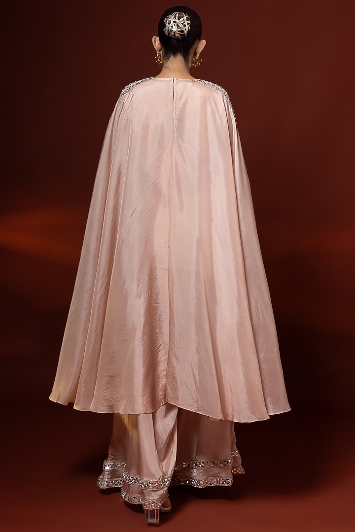Pink Bemberg Satin Organza Mirror Embroidered Kurta Set by Shristi Chetani at Pernia's Pop Up Shop