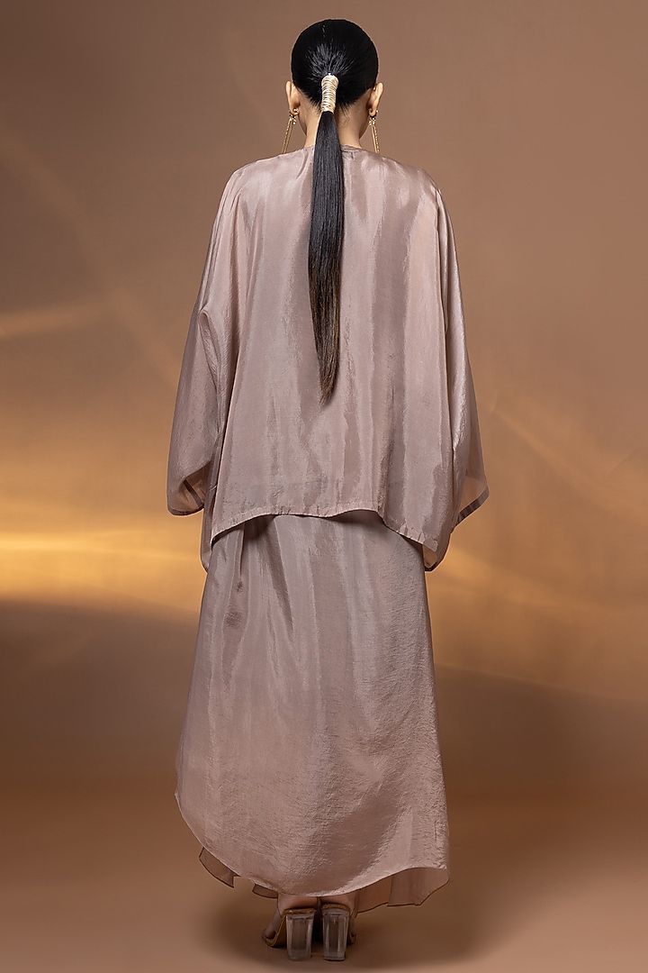 Mauve Bemberg Satin Organza Skirt Set by Shristi Chetani at Pernia's Pop Up Shop