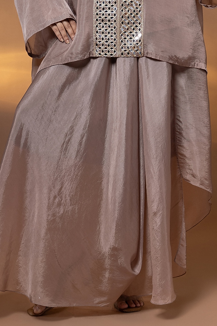Mauve Bemberg Satin Organza Skirt Set by Shristi Chetani at Pernia's Pop Up Shop