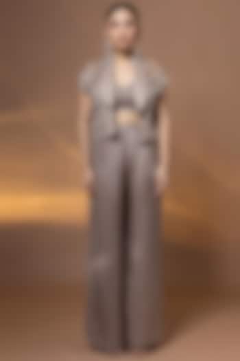 Mauve Bemberg Satin Organza Pant Set by Shristi Chetani at Pernia's Pop Up Shop