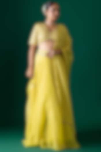 Lime Habutai Silk Wedding Lehenga Set by Shristi Chetani at Pernia's Pop Up Shop