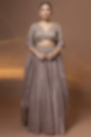 Brown Habutai Silk Wedding Lehenga Set by Shristi Chetani at Pernia's Pop Up Shop