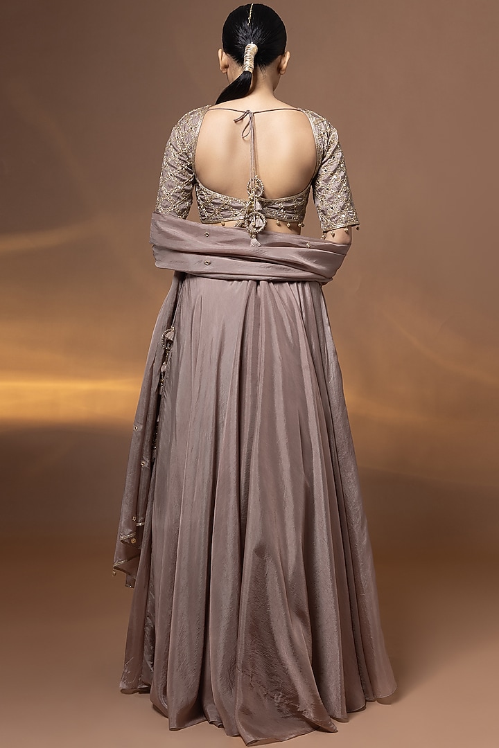 Brown Habutai Silk Wedding Lehenga Set by Shristi Chetani at Pernia's Pop Up Shop