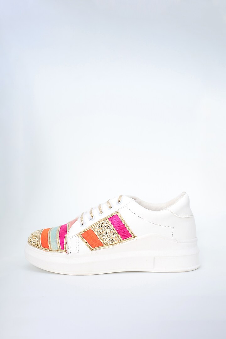 Multicolored Gota Detailed Sneakers by Saree Sneakers