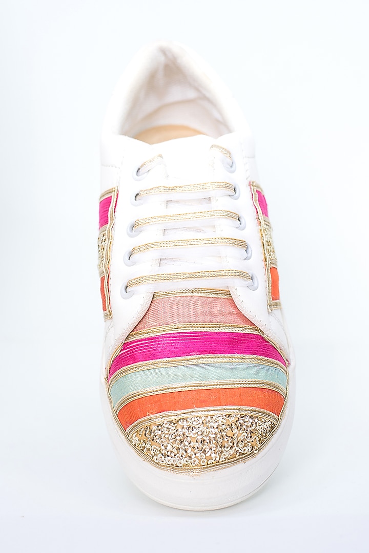 Multicolored Gota Detailed Sneakers by Saree Sneakers at Pernia's Pop Up Shop