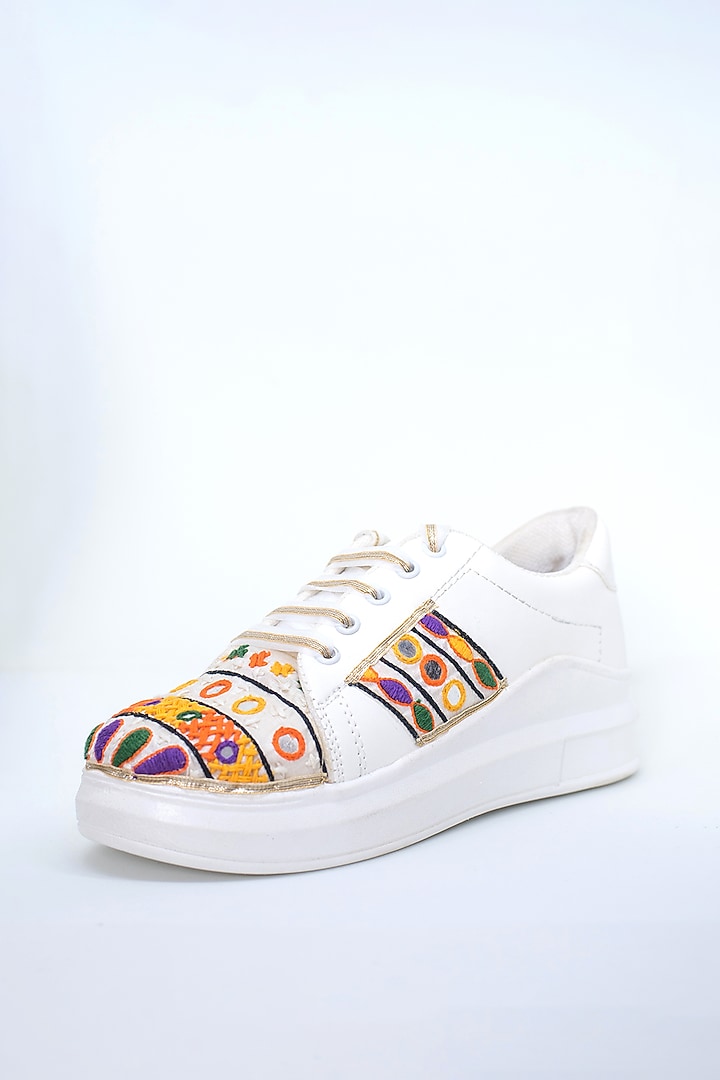 Multicolored Thread Work Sneakers by Saree Sneakers at Pernia's Pop Up Shop