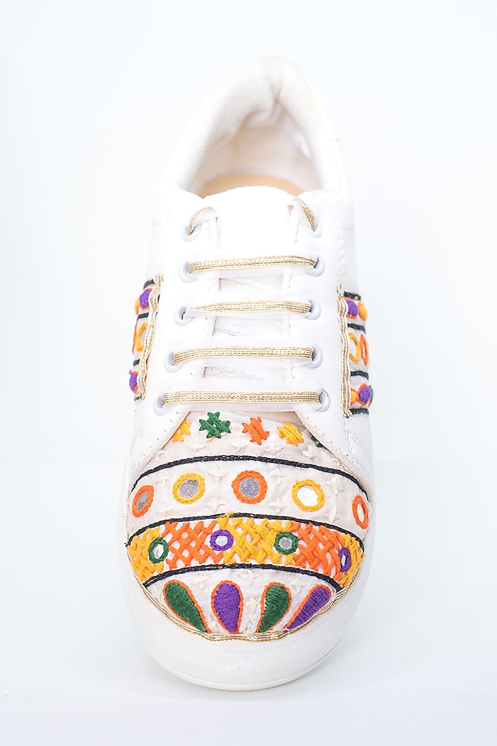 Multicolored Thread Work Sneakers by Saree Sneakers at Pernia's Pop Up Shop