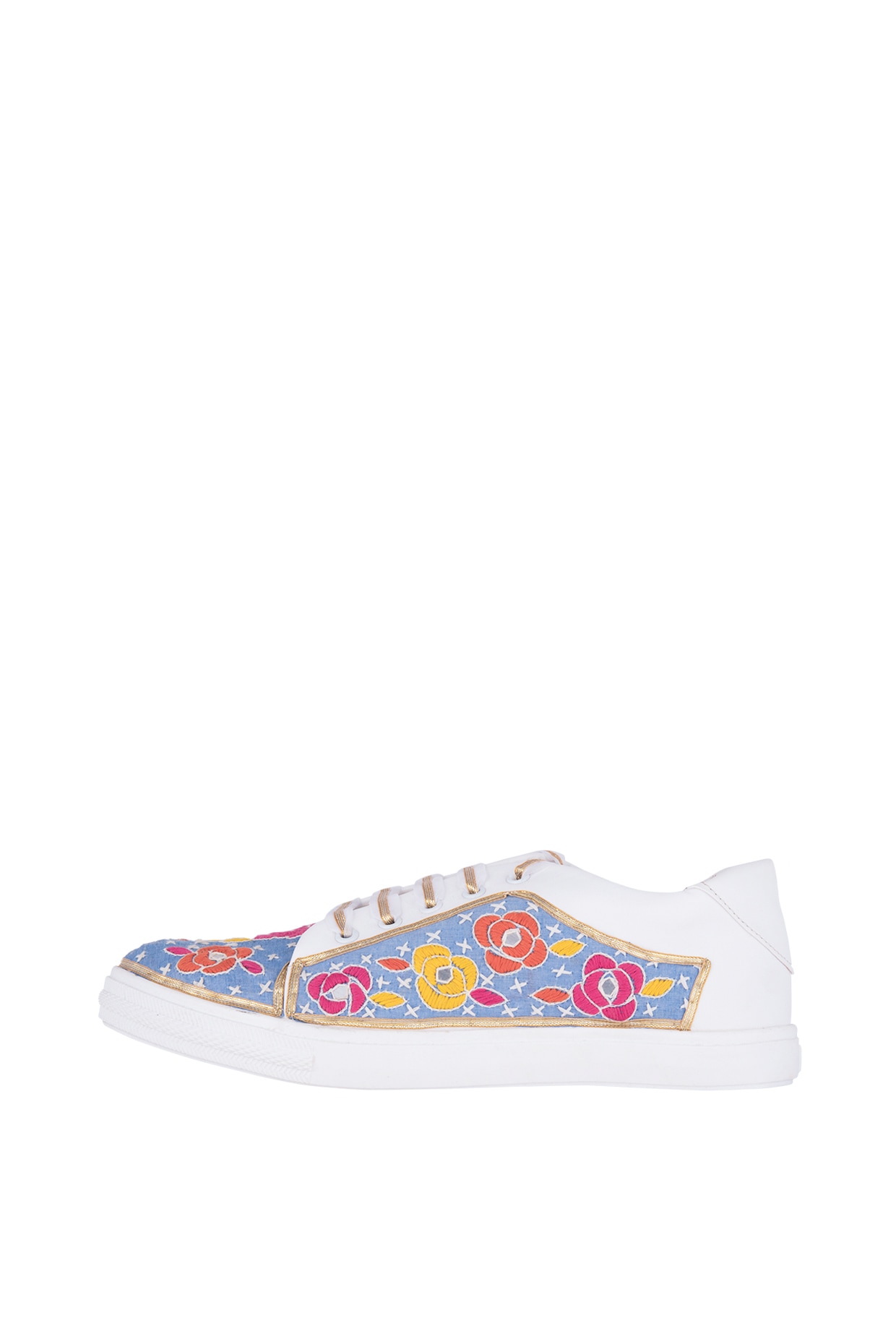 THE SAREE SNEAKERS Red Velvet with Gota embroidery Sneakers main image 1