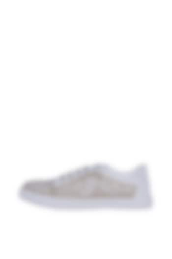 White Zari Embroidered Sneakers by Saree Sneakers