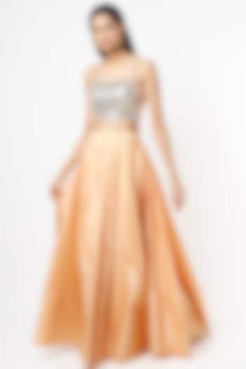 Gold Taffeta Skirt Set by Shrena Hirawat