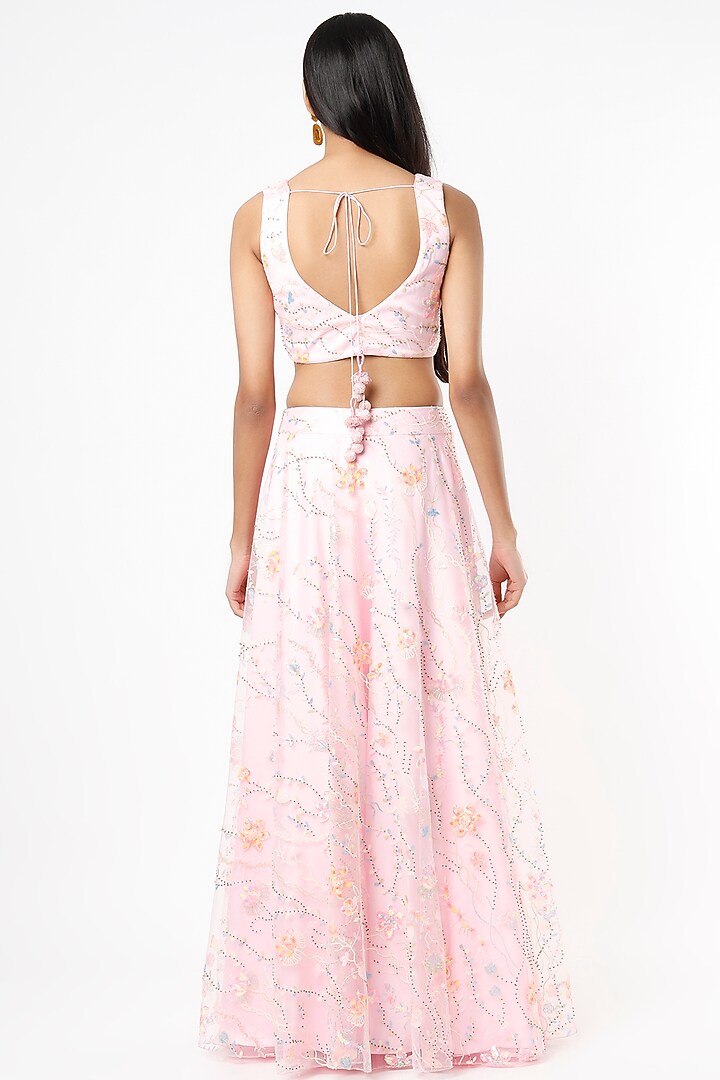 Baby Pink Embroidered Wedding Lehenga Set by Shrena Hirawat at Pernia's Pop Up Shop