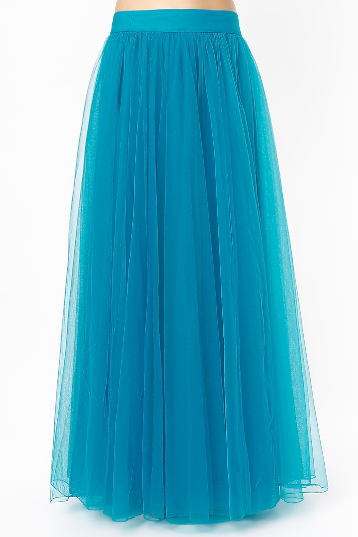 Azure Blue Tulle Lehenga Set by Shrena Hirawat at Pernia's Pop Up Shop