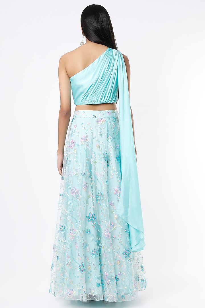 Light Blue Embroidered Wedding Lehenga Set by Shrena Hirawat at Pernia's Pop Up Shop