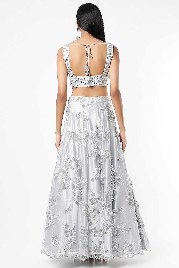 Grey Embroidered Wedding Lehenga Set by Shrena Hirawat at Pernia's Pop Up Shop