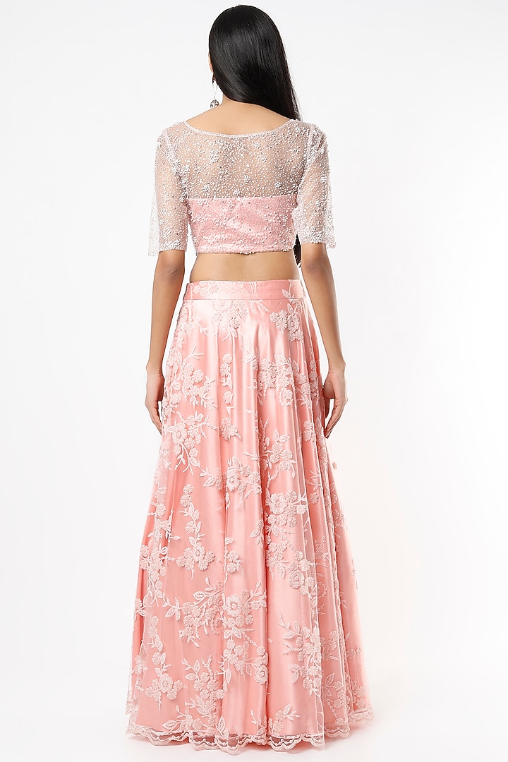 Peach Embroidered Wedding Lehenga Set by Shrena Hirawat at Pernia's Pop Up Shop