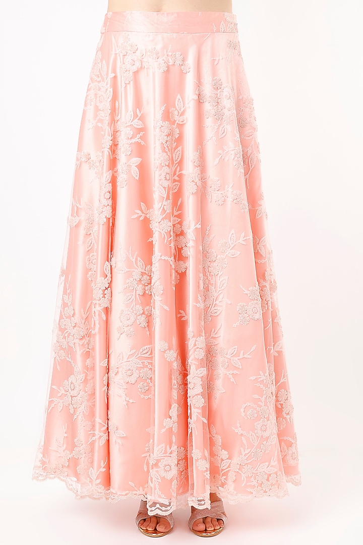 Peach Printed & Embroidered Wedding Lehenga Set by Shrena Hirawat at Pernia's Pop Up Shop