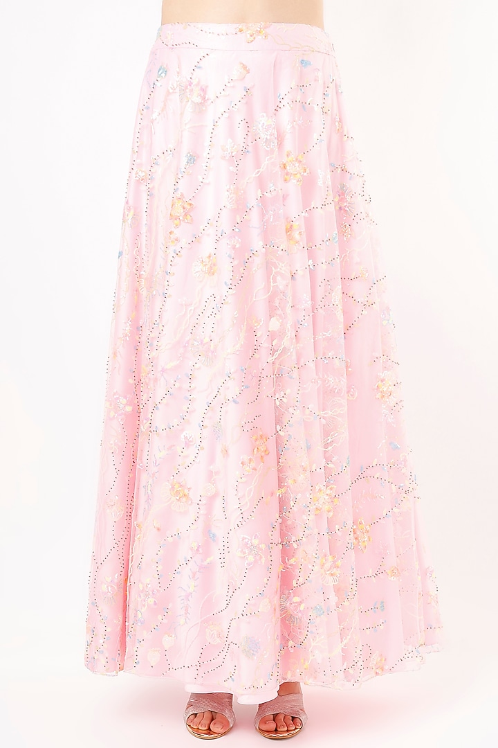 Baby Pink Printed & Embroidered Wedding Lehenga Set by Shrena Hirawat at Pernia's Pop Up Shop