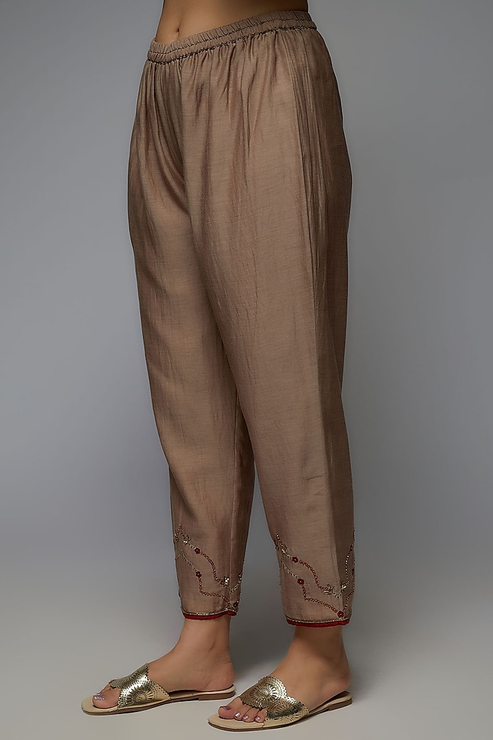 Grey Organza Silk Embroidered Kurta Set by Sarang Kaur at Pernia's Pop Up Shop