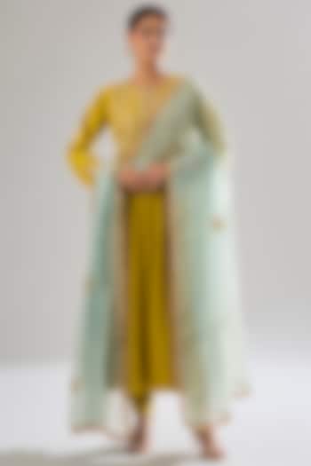 Mustard Cotton Gota Work Wedding Anarkali Set by Sareeka H & Mukkta Dograa at Pernia's Pop Up Shop