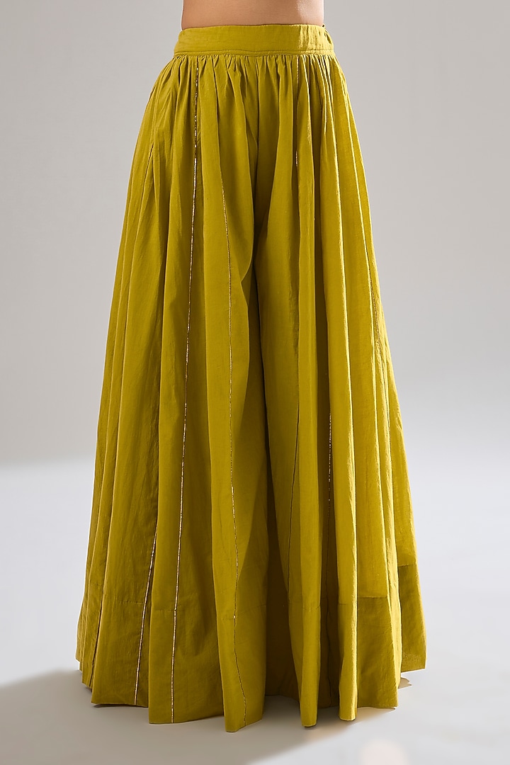 Mustard Cotton Wedding Sharara Set by Sareeka H & Mukkta Dograa at Pernia's Pop Up Shop