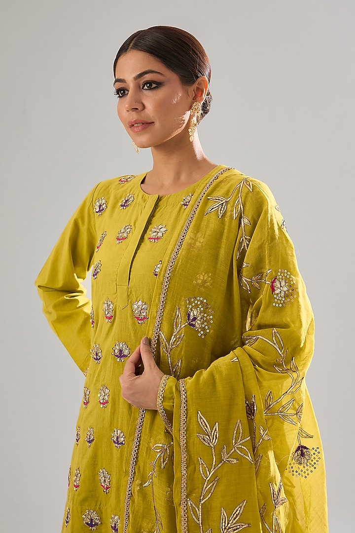 Mustard Cotton Wedding Sharara Set by Sareeka H & Mukkta Dograa at Pernia's Pop Up Shop