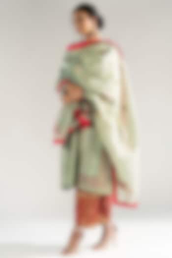 Mint Chanderi Tissue Gota & Pearl Embroidered Kalidar Kurta Set by Sareeka H & Mukkta Dograa at Pernia's Pop Up Shop