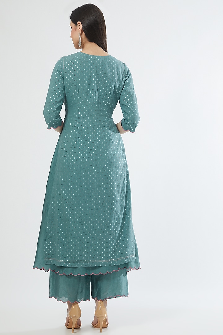 Powder Blue Chanderi Kurta Set by Srota By Srishti Aggarwal at Pernia's Pop Up Shop