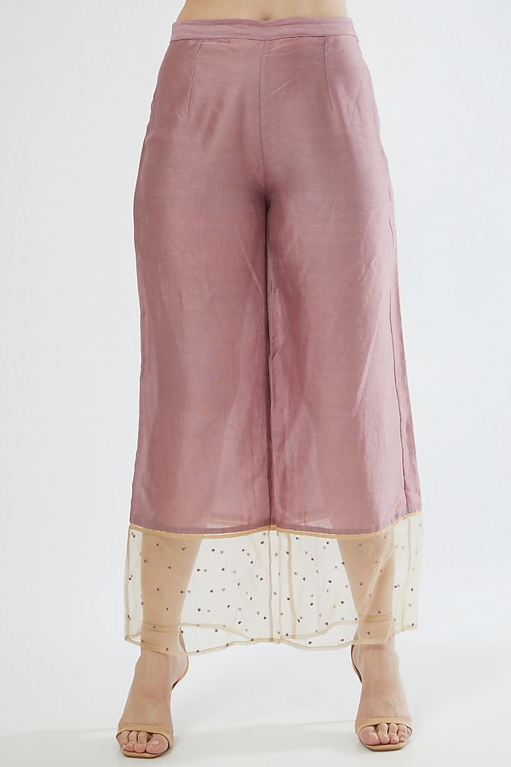 Lilac Pink Embroidered A-line Kurta Set by Srota By Srishti Aggarwal at Pernia's Pop Up Shop