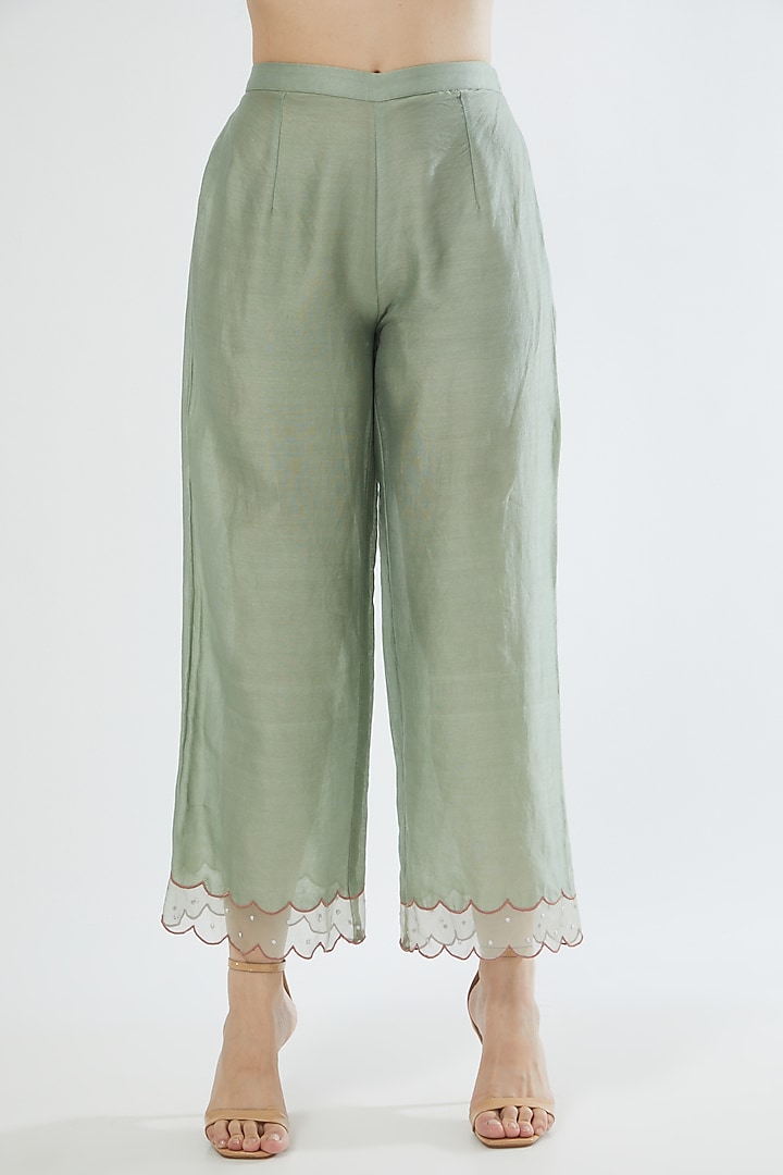 Sea Green Embroidered Kurta Set by Srota By Srishti Aggarwal at Pernia's Pop Up Shop