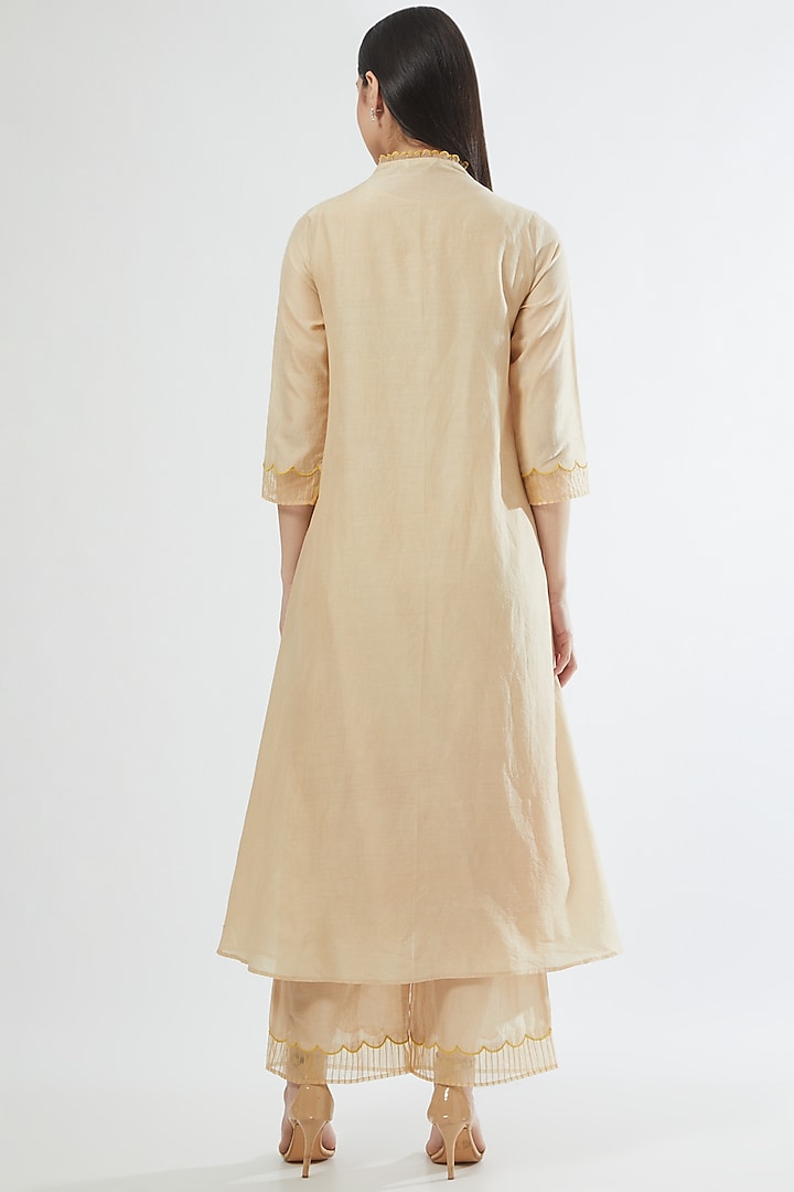 Ivory Stripe Chanderi Kurta Set by Srota By Srishti Aggarwal at Pernia's Pop Up Shop