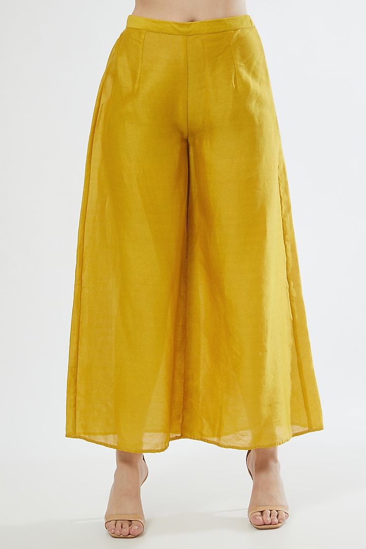Earthy Yellow Embroidered Jacket Set by Srota By Srishti Aggarwal at Pernia's Pop Up Shop