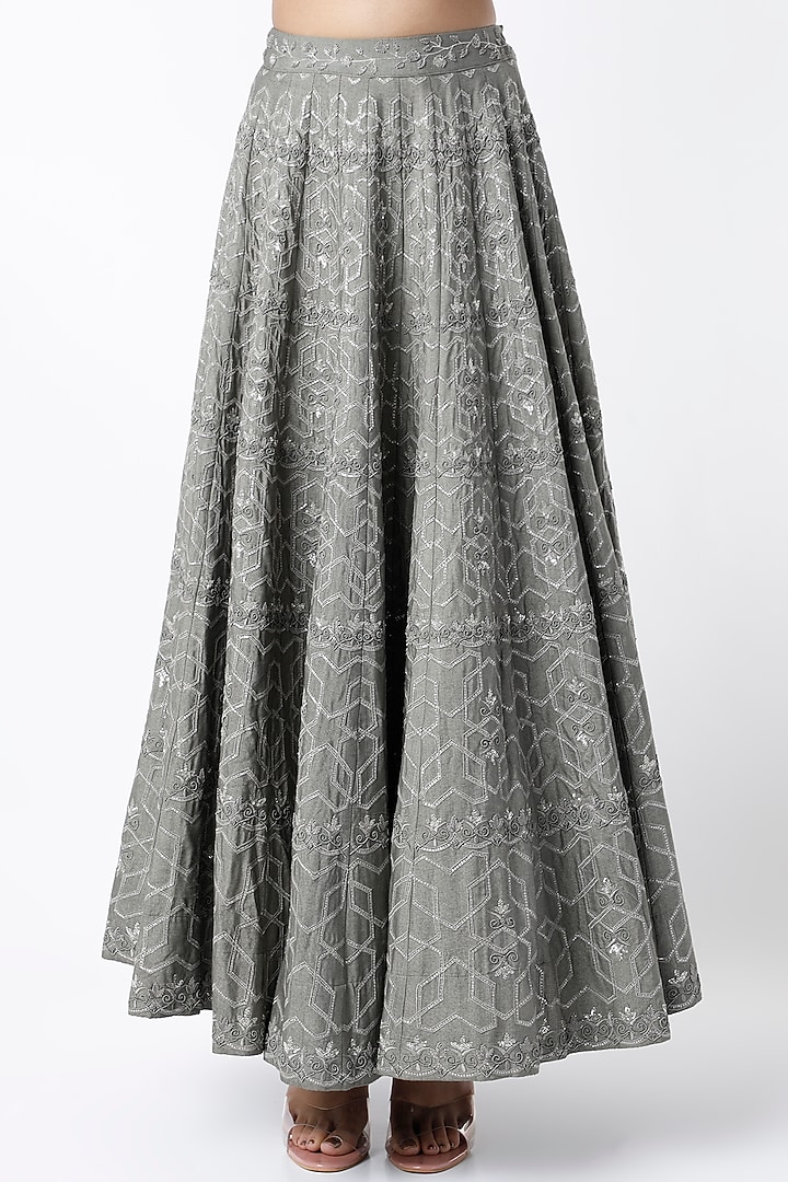 Grey Embroidered Bridal Lehenga Set by Srota By Srishti Aggarwal at Pernia's Pop Up Shop