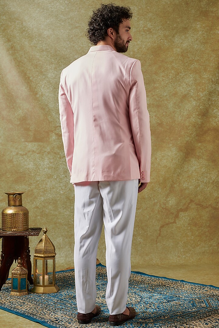 Light Pink Suiting Wedding Bandhgala Set by Seirra Thakur at Pernia's Pop Up Shop