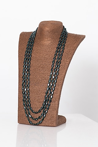 Green Emerald & Semi-Precious Stone Layered Mala by Seirra Thakur