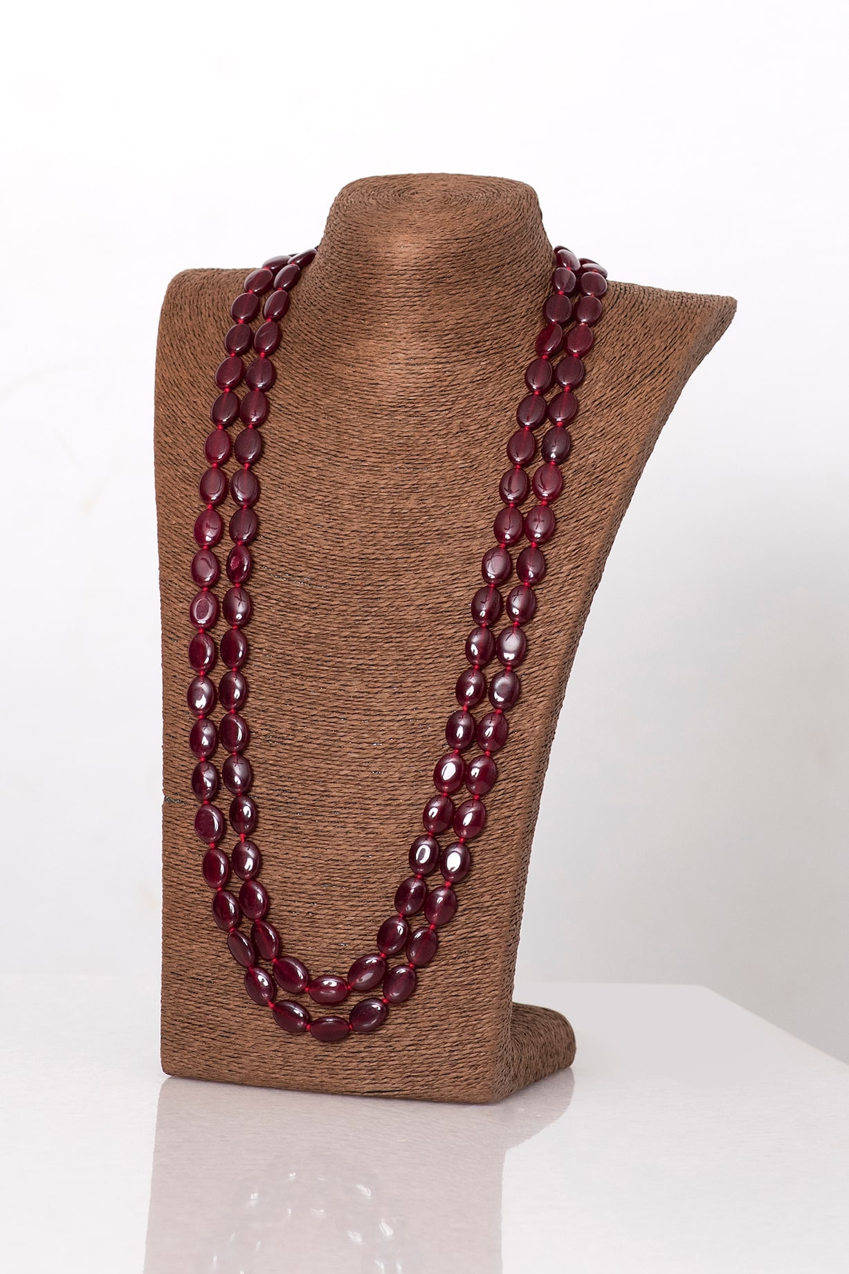 Red Semi-Precious Stone Ruby Mala by Seirra Thakur at Pernia's