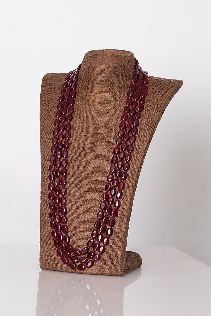 Red Semi-Precious Stone & Ruby Mala by Seirra Thakur