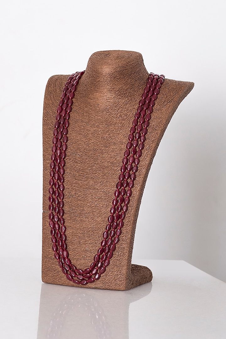 Red Semi-Precious Stone & Ruby Mala by Seirra Thakur