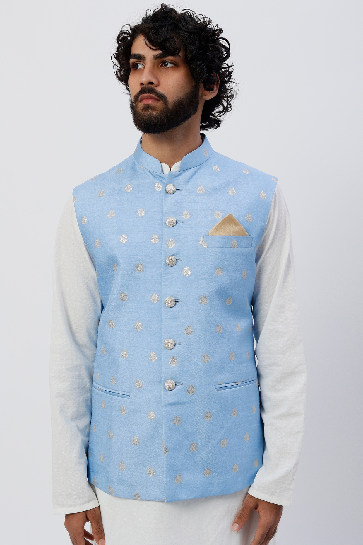 Buy Hangup Yellow Nehru Jacket With Pocket Square - Nehru Jackets for Men  2297715 | Myntra