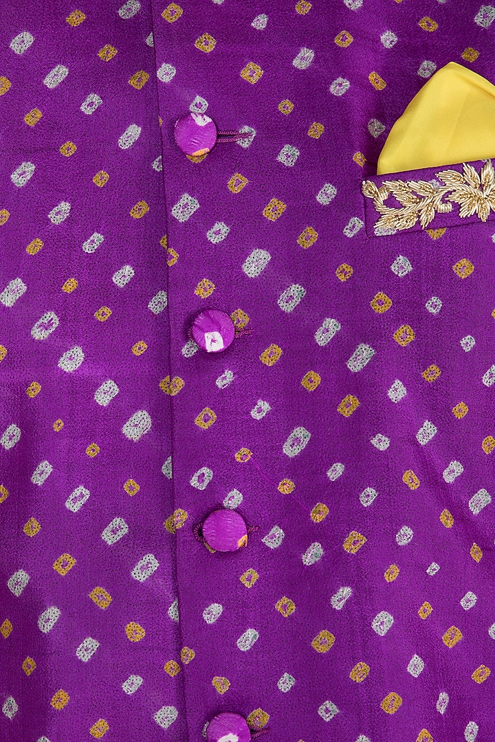 Bright Purple Embroidered Bandhani Bundi Jacket by Seirra Thakur at Pernia's Pop Up Shop